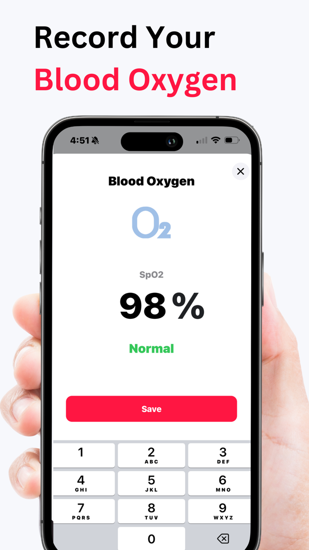 Record your blood oxygen SpO2 readings